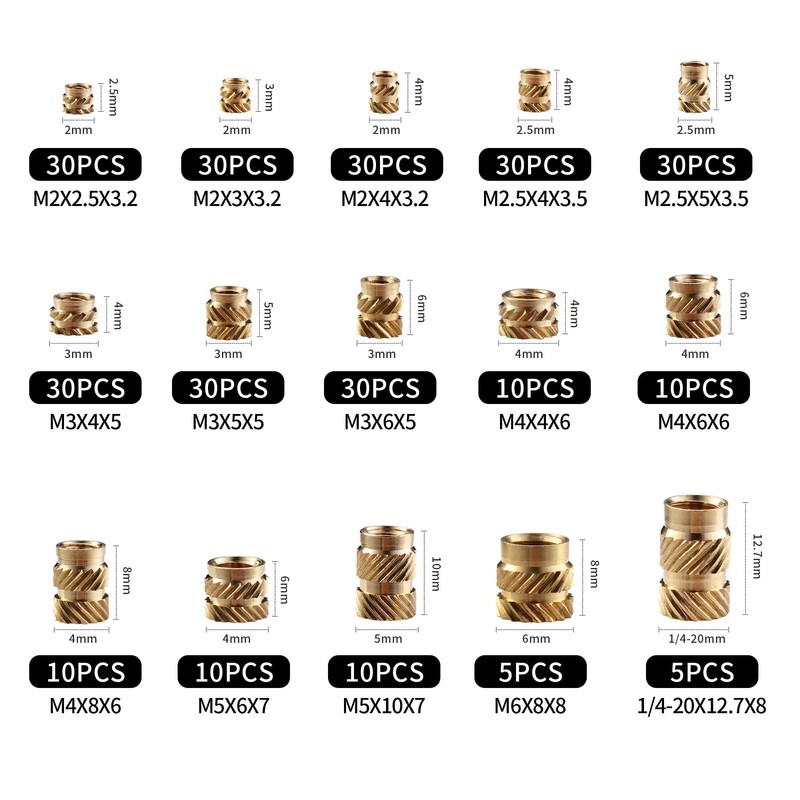 Threaded Insert Set of 300 Insertion Nuts PP Box with