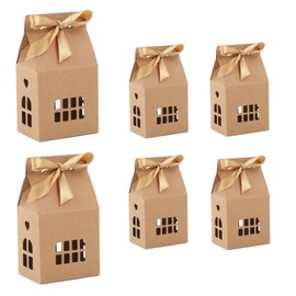 HAN SHENG 30 Pcs Bowknot Kraft Paper House Shaped Gift Boxes Candy Boxes Wedding Favor Boxes Candy Storage Boxes Packing Boxes Decoration for Party Ornament Container