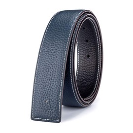 Vatee's Reversible Genuine Leather Belt Without Buckle for Men Replacement Strap 29 mm/34 mm/38 mm Wide, 113: Black/Blue