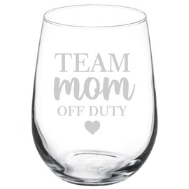 Wine Glass Goblet Gift Team Mom Off Duty Cheerleading Coach (17 oz Stemless)