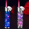 2PACK Blue and Silver Flowers Windproof Butane Jet Torch Lighter,Funny