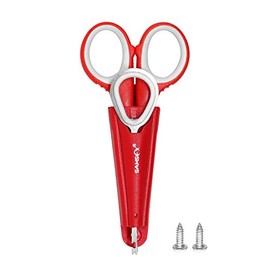 SAMSFX Fishing Boat Scissors and Hook Remover Tools with Sheath (Red)