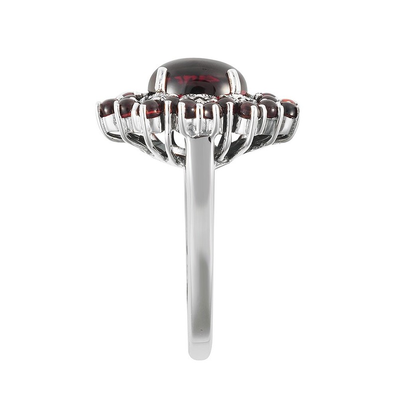 Esse Marcasite Sterling Silver Cabochon Cut Garnet & Hearts Dress