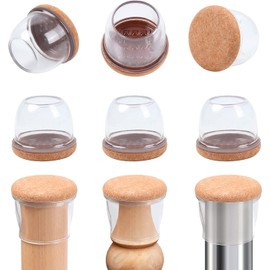 8 PCS Extra Large Chair Leg Protectors with Felt, Chair Leg Caps, Felt Furniture Chair Pads, Floor Protectors for Chairs, Bar Stools Leg Protectors, Chair Leg Cups Covers (Fit 1.3-1.7", Clear)