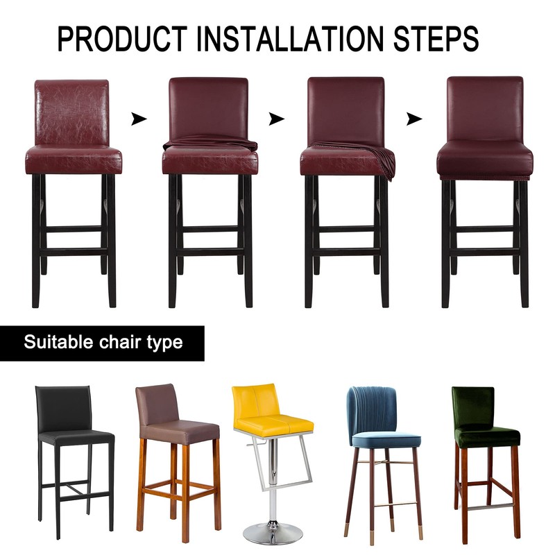 PiccoCasa Waterproof Bar Stool Covers, Faux Leather Pub Counter Height