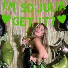 Brat Themed Party Decor, Lime Green Glitter I'm SO Julia GET IT? Party Banner Decorations, Brat Bachelorette, Brat Party Supplies, Brat Summer, Birthday Brat Party Signs