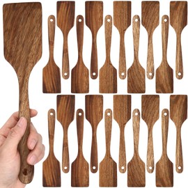 Sieral 20 Pcs Wooden Spatulas Bulk, 11 Inches Natural Acacia Wooden Spatulas with Comfortable Handle, Hard Texture Utensils for Cooking Frying Baking Kitchen Wedding Gifts