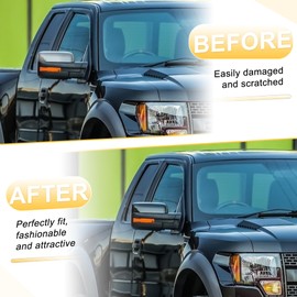 REPAIROCK 1 Set Car Rear View Driver Passenger Side Mirror Cover Cap Replacement Black Carbon Fiber for Ford F-150 F150 2009-2014 Replace 9L3Z17D743AA/9L3Z17D742AA