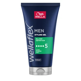 Wellaflex Men All-Day Definition Gel, Ultra Strong Hold Styling Hair Gel, Vegan Hair Gel, Dermatologically Tested & Free from Silicones, 150 ml