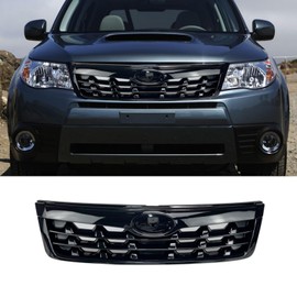 MUTUSAISI Front Bumper Upper Grill Gloss Black Grille Compatible with Subaru Forester 2009-2013 Accessories Replacement Parts