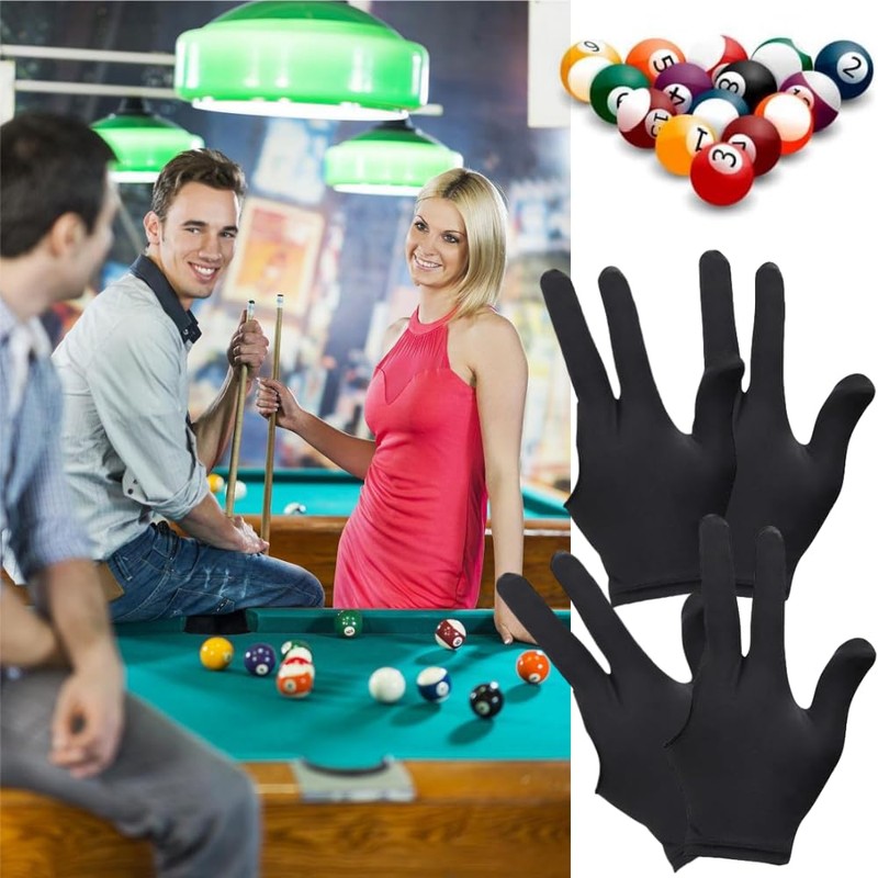KAEGOUSY 4 Pcs Snooker Billiard Gloves Billiard Gloves Three Finger
