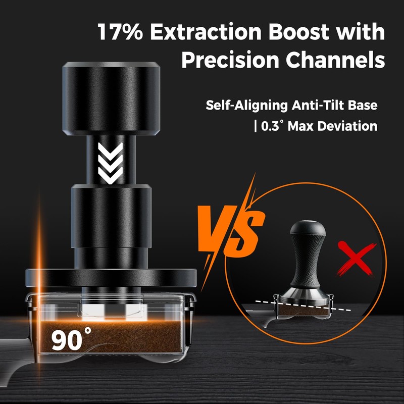 IKAPE 58.35MM V6 Impact Espresso Tamper with Sound Feedback, 15lb/30lb