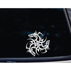 Tribal Celtic Dragons - 5 3/4" x 6 1/8" die Cut Vinyl Decal for Windows, Cars, Trucks, Tool Boxes, laptops, MacBook - virtually Any Hard, Smooth Surface