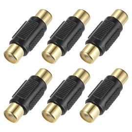sourcing map RCA to Speaker Wire Connector, RCA Male to RCA Female Gold Plated Stereo Audio Connector Adapter Video Cable Splitter RCA Converter Black 4pcs