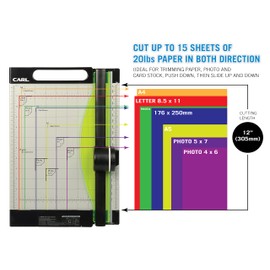 CARL 12 inch-Green Friendly, Professional Rotary Paper Trimmer, 12-inch, 15 Sheet Cutting Capacity, Black and Silver