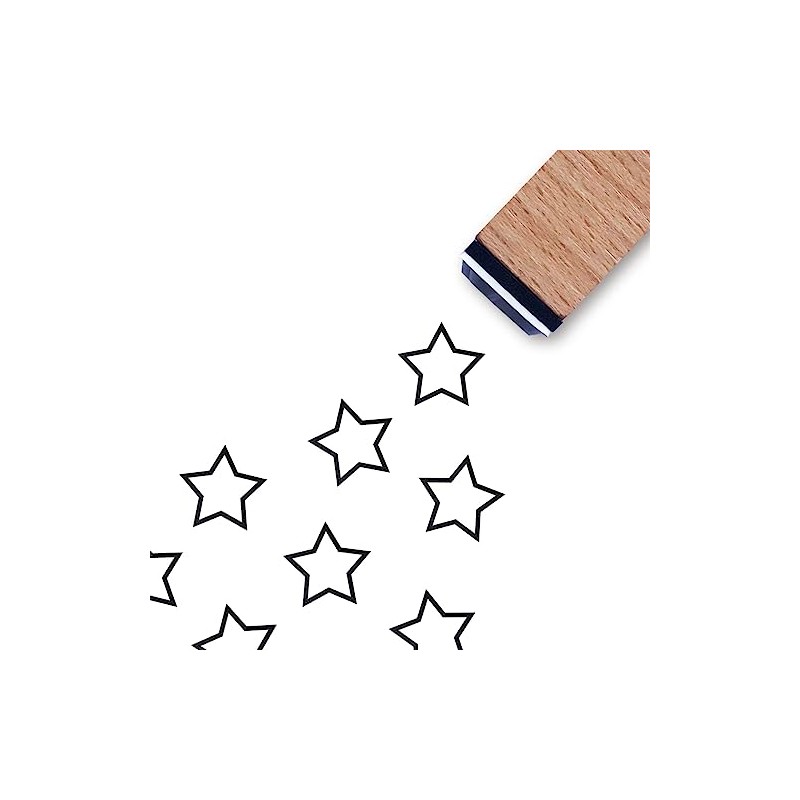 Star Hollow Rubber Stamp, 3/5 Inch Small Mini Stamp for