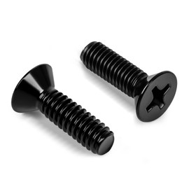 1/4"-20 x 3/4" Countersunk Flat Head Machine Screws, Full Thread, 304 Stainless Steel Black Finish, 25 PCS