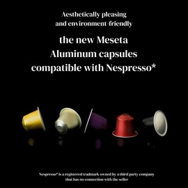 Meseta Ristretto 100 Nespresso Compatible Aluminium Coffee Capsule Pack -For Use in Nespresso Essenza, Pixie, Citiz, Inissia, Lattissima, Maestria, other Nespresso Originaline Machines - 100ct