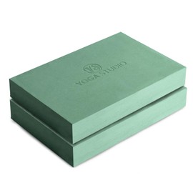 Yoga Studio Yoga Block 30cm x 20cm x 5cm Non-Slip EVA Block Twin Pack Beveled Edges Lightweight Exercise Accessories Sage Green
