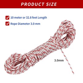 Pull Rope for Small Engine, 3.0mm 10-Meter Lawn Mower Pull Cord with Starter Handles, Recoil Starter Rope Fit for Stihl, Husqvarna, Poulan - Ideal for Chainsaws, Trimmers and Brush Cutters
