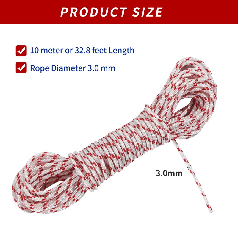 Pull Rope for Small Engine, 3.0mm 10-Meter Lawn Mower Pull