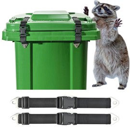 2Pcs Trash Can Locks for Animals, Durable Trash Can Lid Lock Straps, Adjustable Garbage Can Locks with Stainless Steel Accessories, Prevent Raccoons Bears Squirrels Dogs, for Outdoor Garbage Can