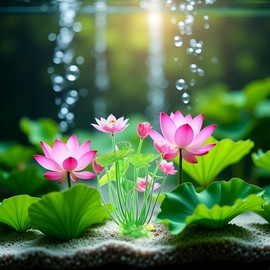 Pink Artificial Water Plants, Artificial Lotus Fish Tank Ornament Aquarium Aquatics Grass Flower Simulation Wedding Favors Plastic Plastic Plants for Party Fish and Aquatic Pets Aquarium Décor