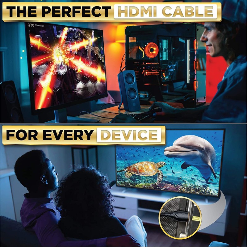 PowerBear Cable HDMI 4K de 2m [Pack de 2] Conectores