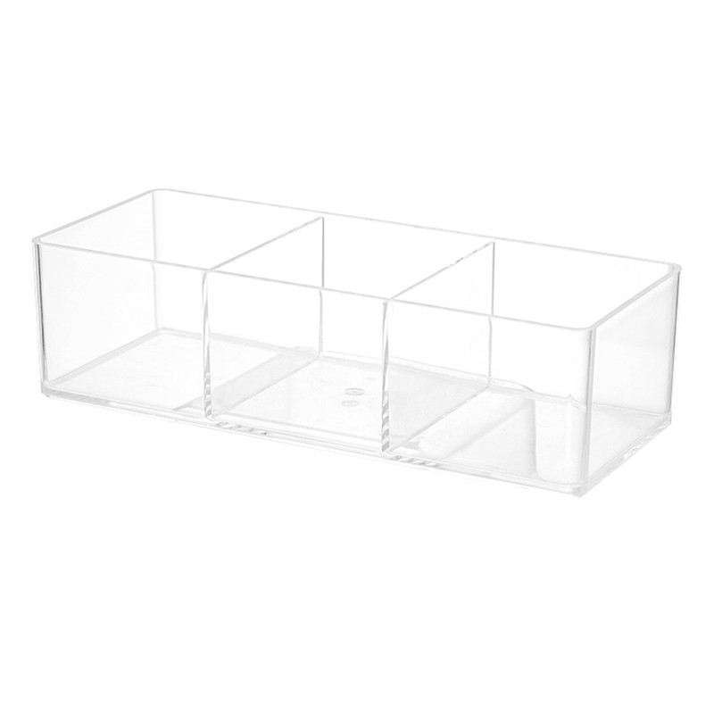 Transparent Acrylic Make-up Organizer Box, 3 Compartments, Ideal for the