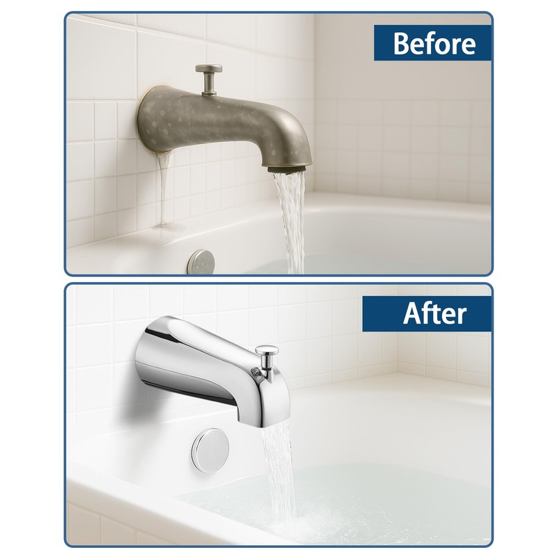 All Metal Bathtub Spout with Diverter, 5.3 Inch Tub Spout,