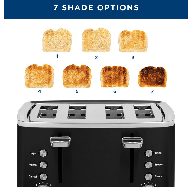 GE 4 Slice Toaster | Extra Wide Slots for Bagels,