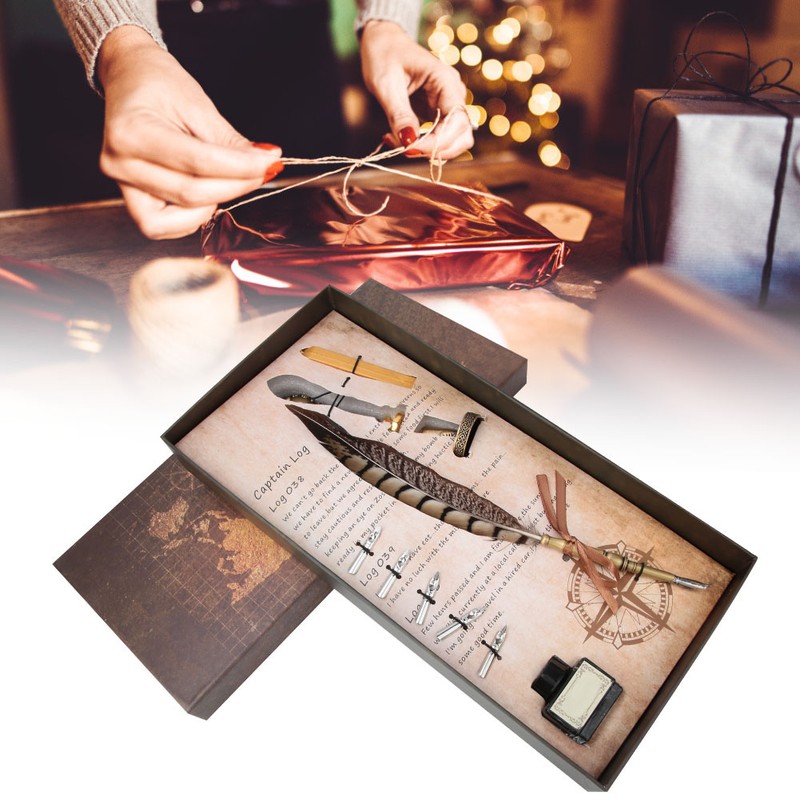 European Retro Stainless Steel Nibs Dip Writing Feather Pen Wax