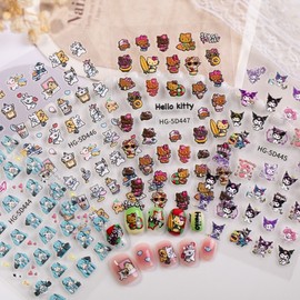 [Overseas] Tanning Kitty Sticker Coolumi Nail Sticker 5D Relief Cartoon Cute Star Kirby Nail Sticker Giica Free Size/HG-5D44 6 30ea