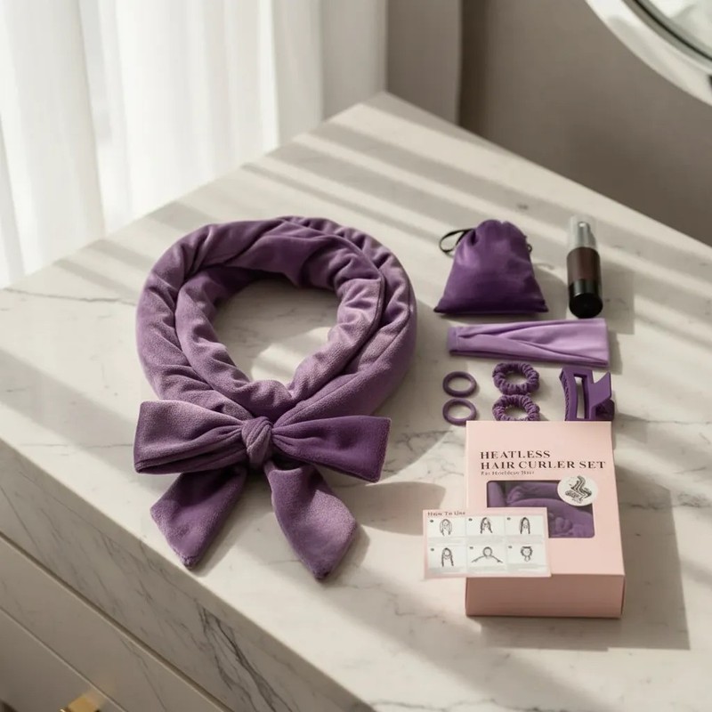 9 Pzs Curly Ondas En Cabello Calor Tubo Con Scrun