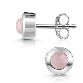 Materia by Matthias Wanger Round Women's Stud Earrings 925 Silver with Various Gemstones, Gemstone, Quartz