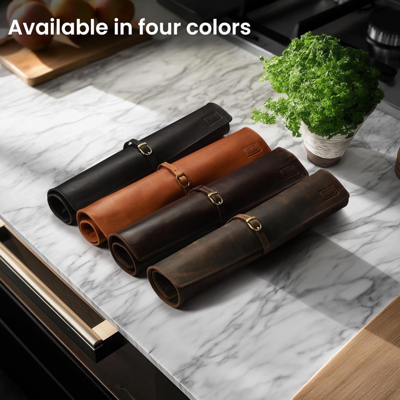 LEATHER VILLAGE Genuine Leather Knife Roll Bag – Professional Chef