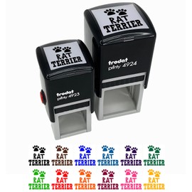 Rat Terrier Dog Paw Prints Fun Text Self-Inking Rubber Stamp Ink Stamper - 1 Inch Small - Black Ink