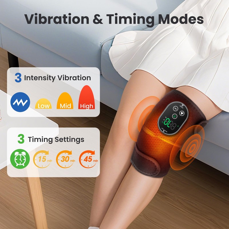 FlareMore Cordless Heated Knee Massager with Vibration, Heated Knee Brace