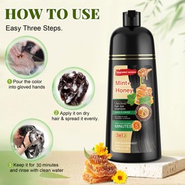 Dark Brown Hair Dye Shampoo 3 in 1 for Women & Men 100% Gray Hair Coverage - Herbal Ingredients Natural Plant Hair Color - Hair Dye in Minutes 17.6 Fl Oz