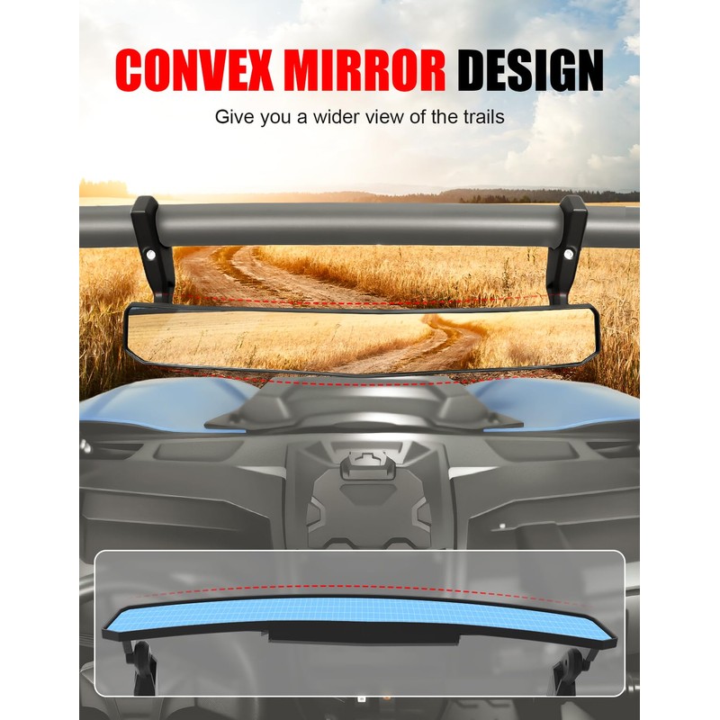 XATVXUTV UTV Wide Rear View Mirror with Adjustable Angle -