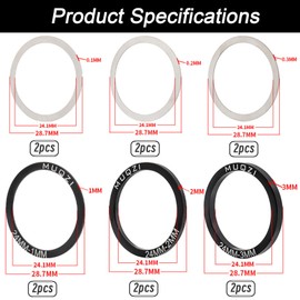 Zengjunwei 12 Pcs Fahrrad Innenlagerdichtung 24mm Tretlager Spacer Kit Kurbelgarnitur Unterlegscheiben Teile kurbeln für Straßenfahrräder Für Bb86/91/92/Bb30/Pf30