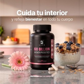 B Life Probióticos para Mujer 60 cápsulas | 60 Billones con Bromelina e Inulina de Agave | 11 Cepas para Salud Digestiva | 60 Billion Womens Probiotic