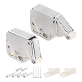uxcell 2 Pcs Magnetic Push Latches for Cabinet Door, 1.93x1.1 Inch Push to Open Door Latch Cabinet Hardware, Hidden Door Release Drawer Pull on Closet Touch, Metal Grey 49x28mm