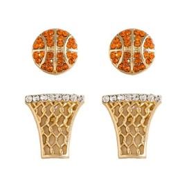 Sport Ball Stud Earrings for Women Golf Baseball Glove Basketball Tennis Football Game Day Earrings Fashion Sports Fan Jewelry, Small, Alloy Steel, No Gemstone