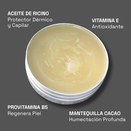 Vaselina Natural Sin Petrolato Pomada con Dexpantenol + Ricino + Vitamina E + Cacao Sin Aroma Hidratante Multiusos Para Labios, Cara, Cabello y Cuerpo 50mL