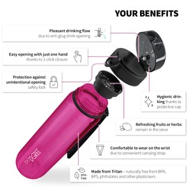 720°DGREE Water Bottle 1l “uberBottle“ crystalClear +Sieve - BPA-Free Tritan, Leakproof, Reusable Drinking Bottle - Sports Bottle for Men, Woman, Office, Gym, Fitness, Outdoor, Hiking, Cycling, Travel