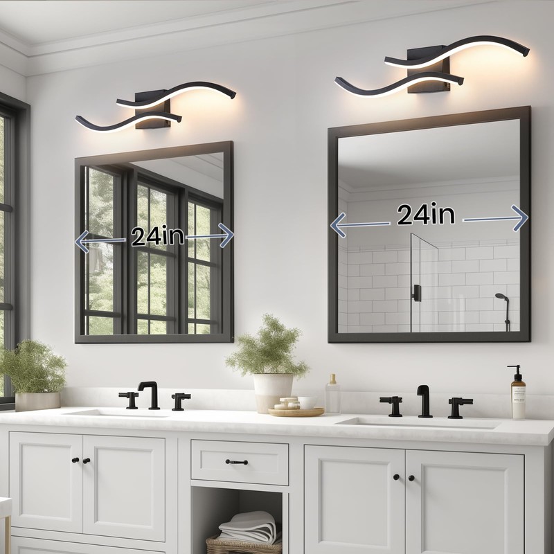 Vloitgol Black Bathroom Vanity Light Fixture, 26W 5CCT Dimmable Modern