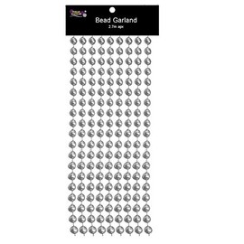 Christmas Tree Decoration 2.7 Metre Chunky Bead Garland - Silver