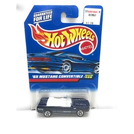 Mattel Hot Wheels 1998 1:64 Scale Black 1965 Ford Mustang Convertible Die Cast Car Collector #455