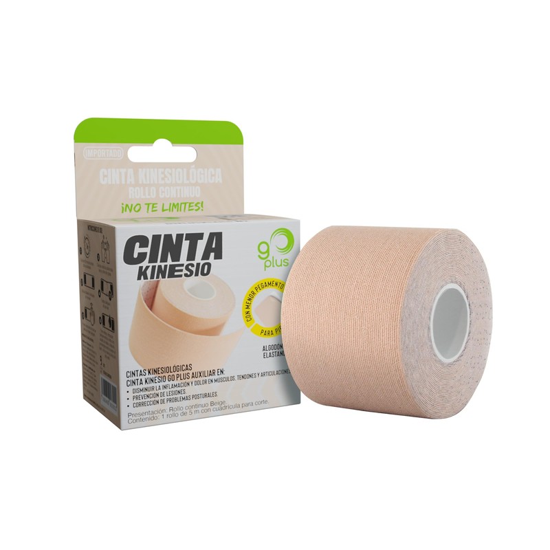 Cinta Kinesiológica Beige Piel Sensible 5m Continua Go Plus